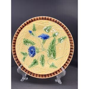 Vintage Majolica Bordallo Pinheiro Morning Glory Plate Portugal